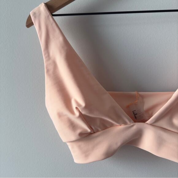 Lulus Triangle Bikini Top Light Orange Orange Stretch ruched light support swim - Picture 3 of 10